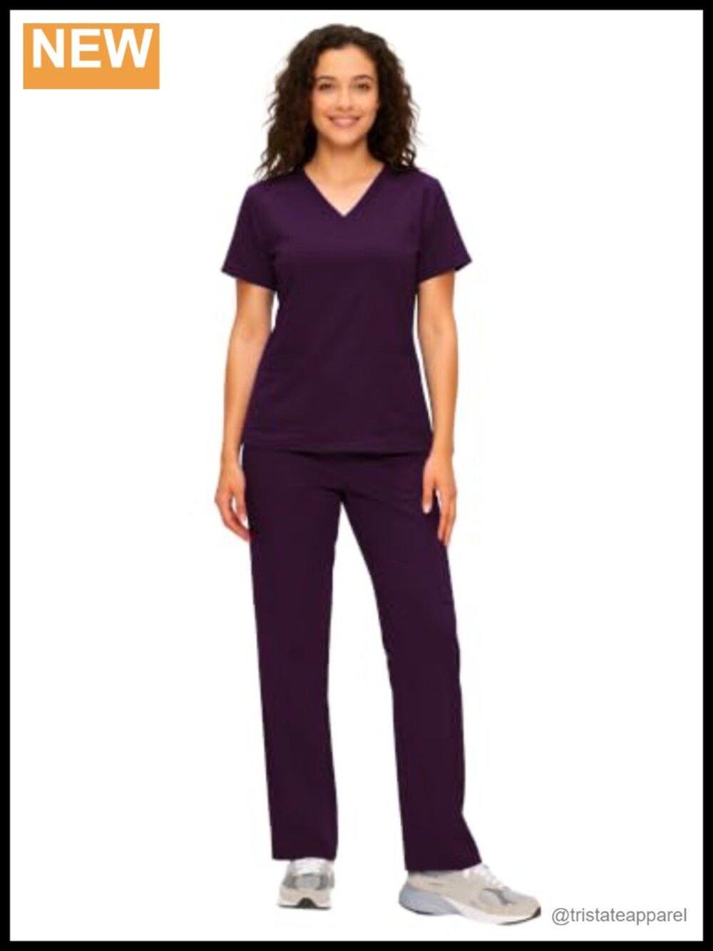 Women's Scrub Set V-Neck Top Cargo Straight Pants 12 Pockets
